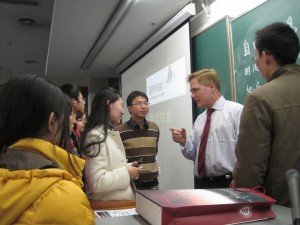 with students at Peking University